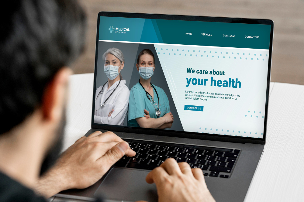 A person is designing a healthcare website.